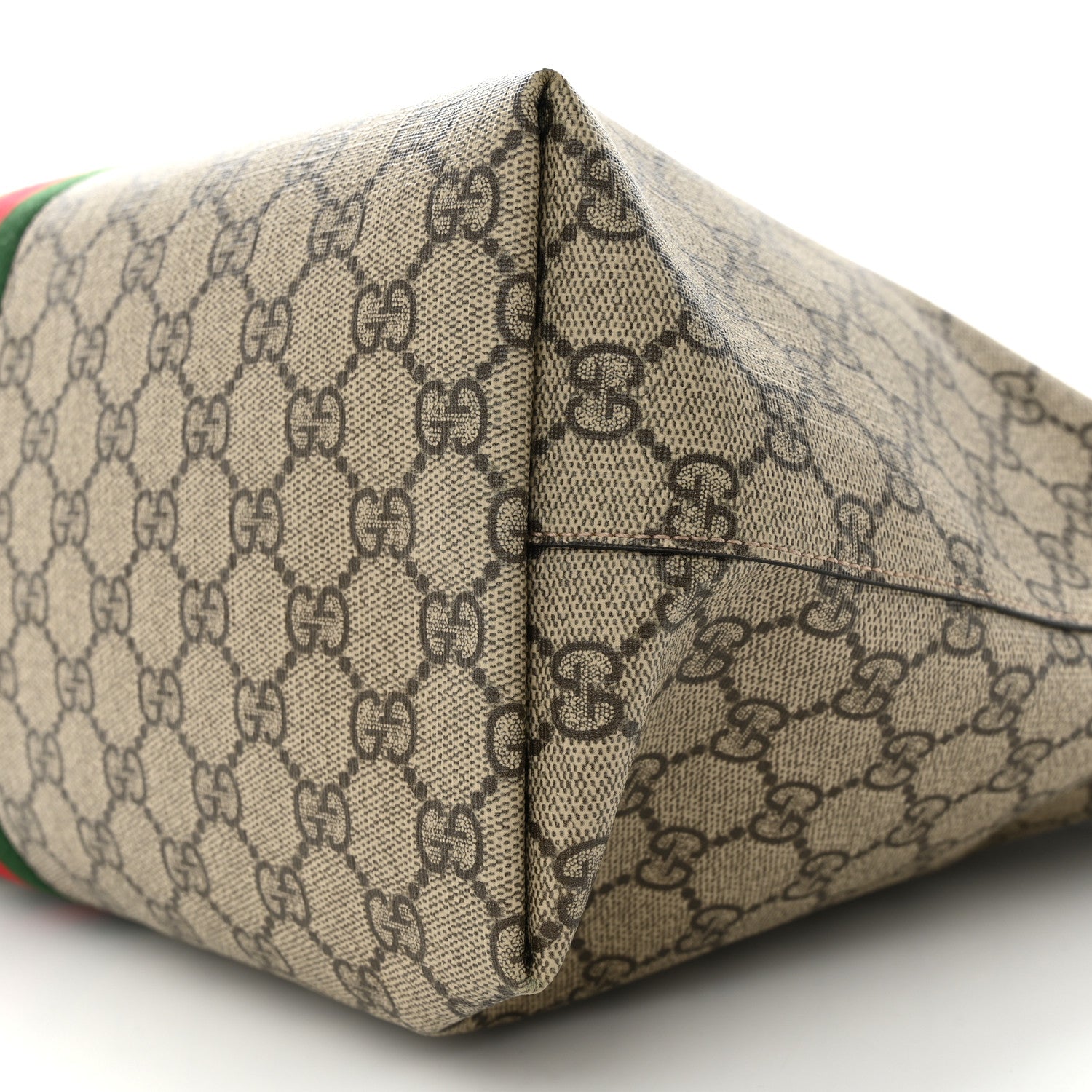Gucci GG Supreme Monogram Textured Calfskin Web Medium Ophidia Shopping Tote Beige Ebony New Acero 10 of 10