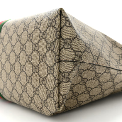 Gucci GG Supreme Monogram Textured Calfskin Web Medium Ophidia Shopping Tote Beige Ebony New Acero 10 of 10