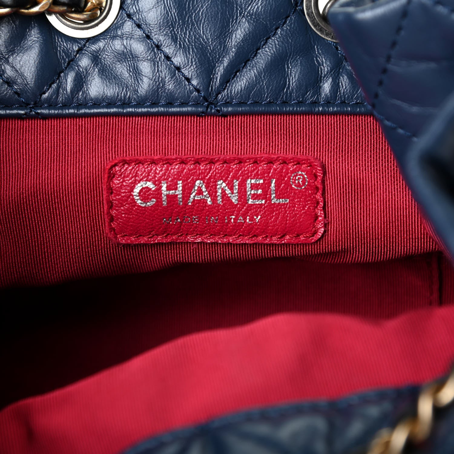 Chanel Aged Calfskin Quilted Gabrielle Backpack Navy Black 5 of 5