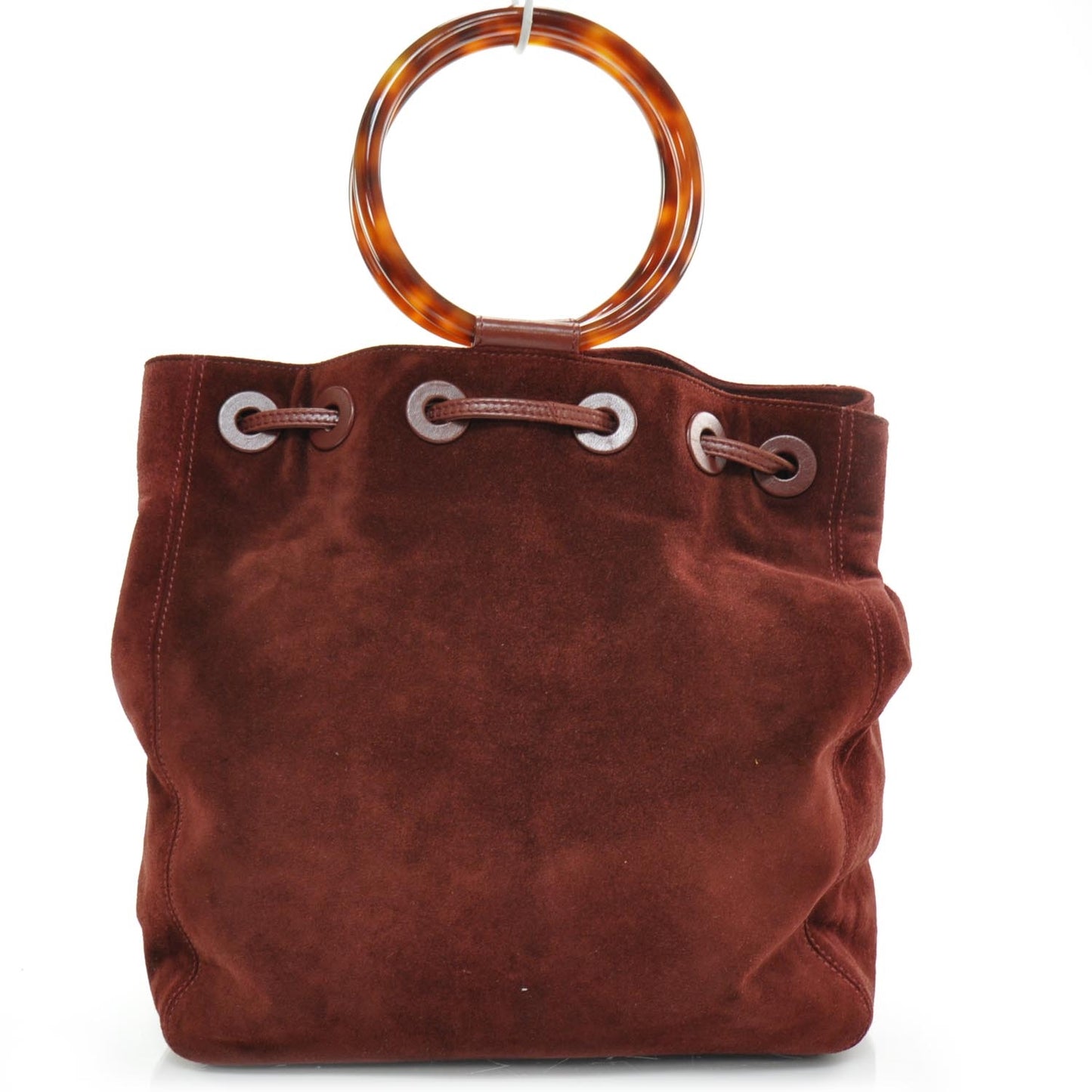 Suede and Tortoise Drawstring Tote