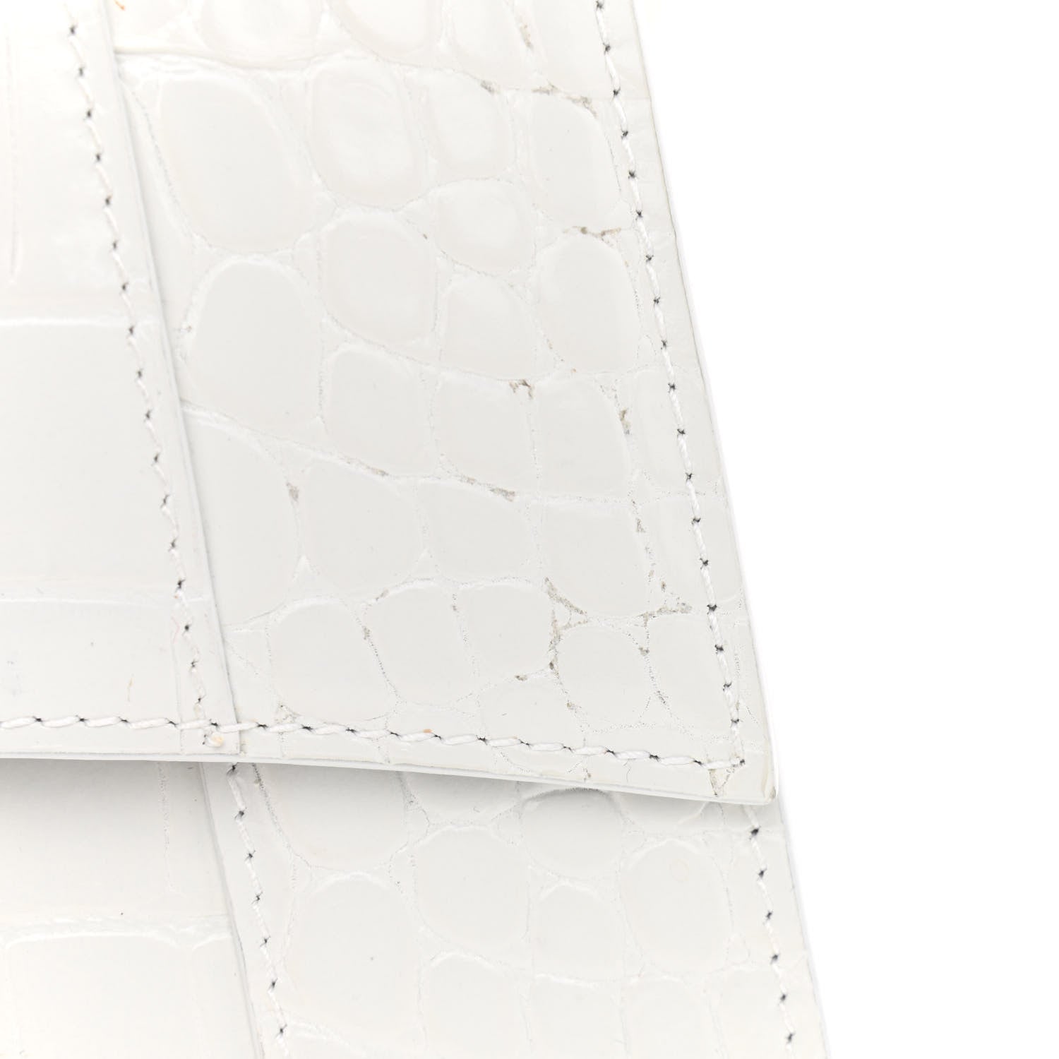Balenciaga Calfskin Crocodile Embossed Small Hourglass Top Handle Bag White 12 of 15