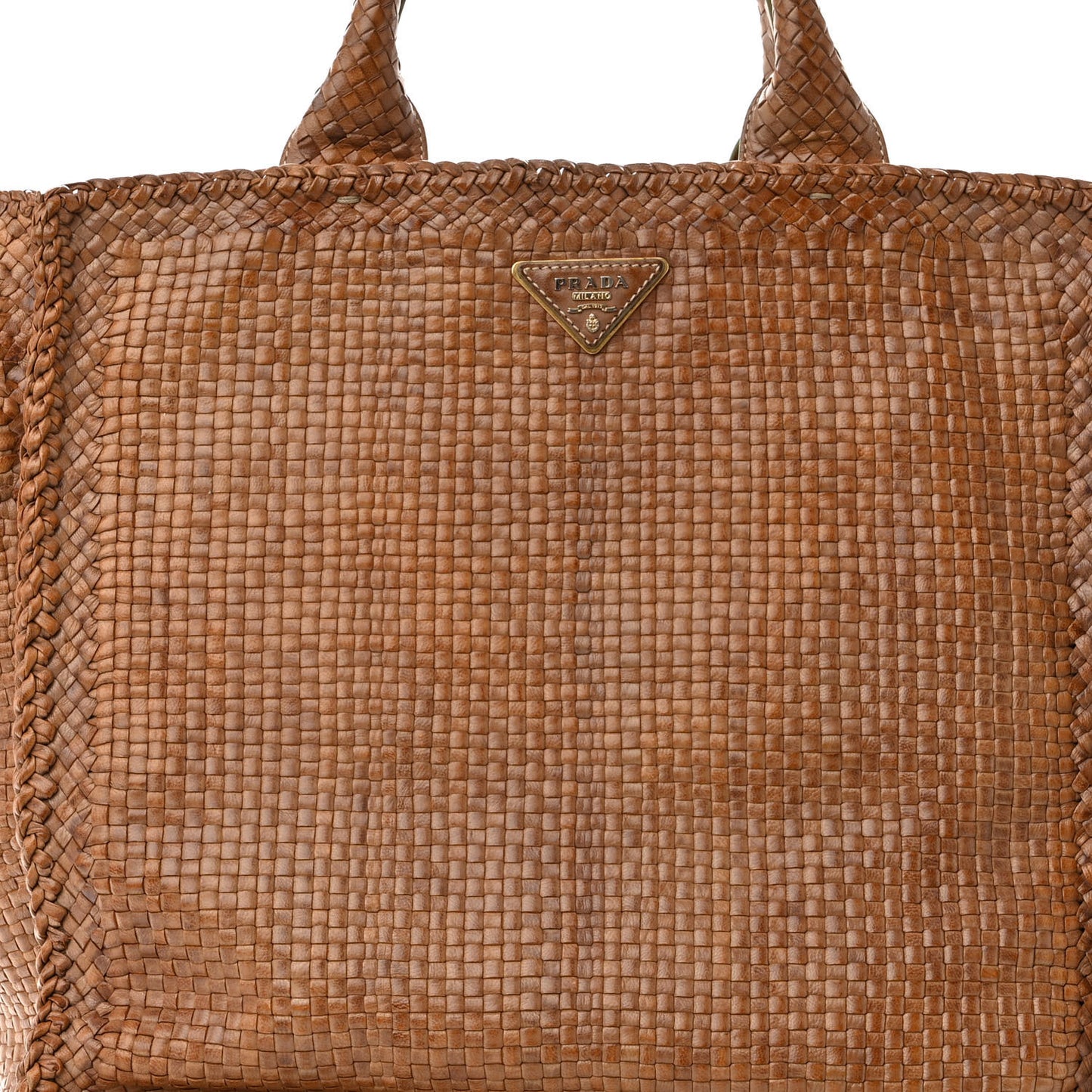 Goatskin Woven Shopping Tote Cacao