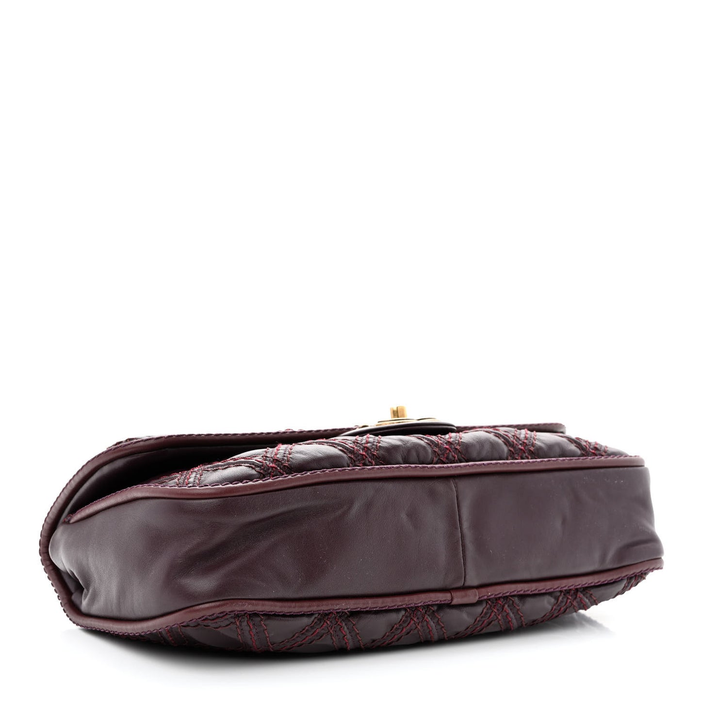 Calfskin Quilted Stitch Flap Plum