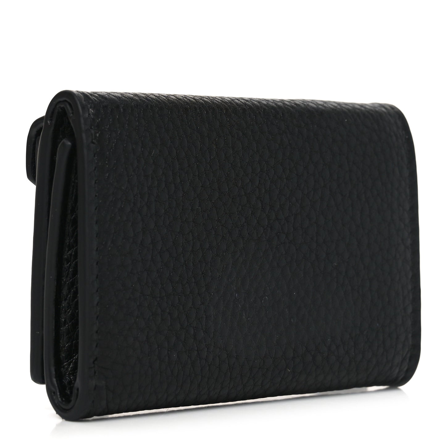 Vitello Grain Small Tri-Fold Wallet Black