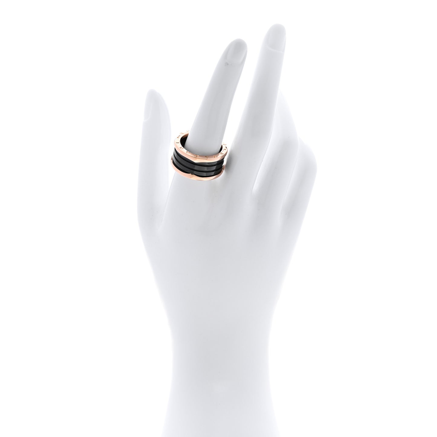 18K Rose Gold Black Ceramic B.Zero1 Four-Band Ring 61 9.5