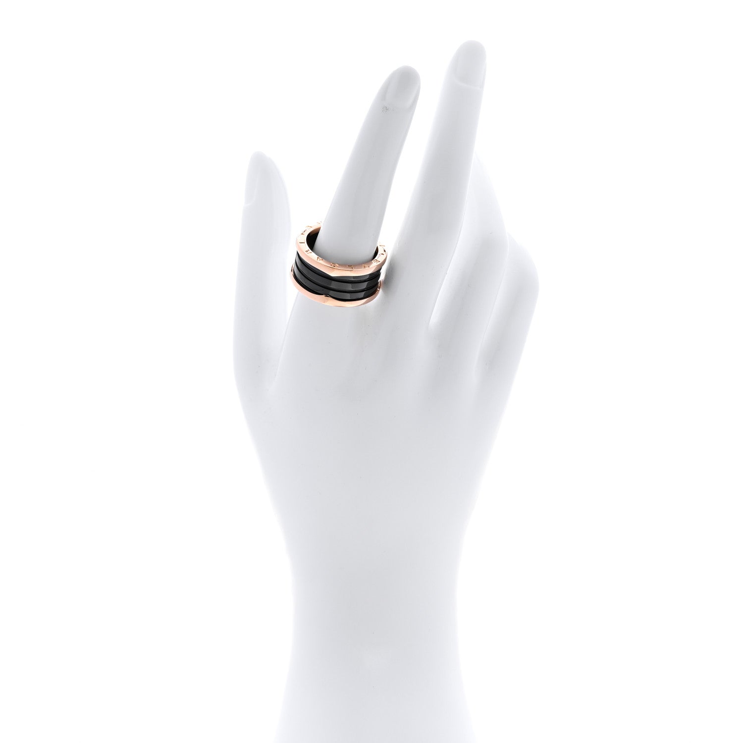 Bulgari 18K Rose Gold Black Ceramic B.Zero1 Four-Band Ring 61 9.5 2 of 6