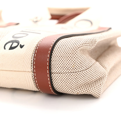 Chloe Cotton Calfskin Small Woody Ribbon Tote White Brown 10 of 12