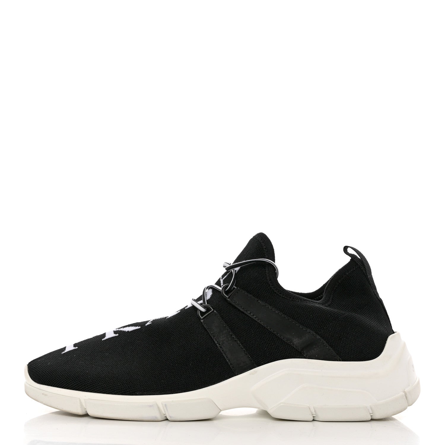Prada Knit Fabric Logo Sneakers 41.5 Black White 1 of 10