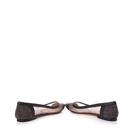 Fendi Mesh FF Skimmer Ballerina Flats 38 Tobacco Moro Black 5 of 9