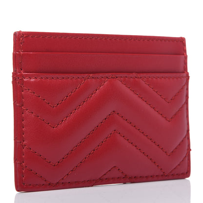 Gucci Calfskin Matelasse GG Marmont Card Holder Hibiscus Red 3 of 12