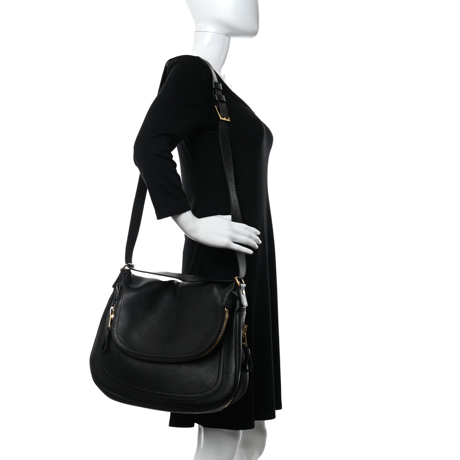 Tom Ford Grained Calfskin Large Jennifer Crossbody Bag Black 2 of 9