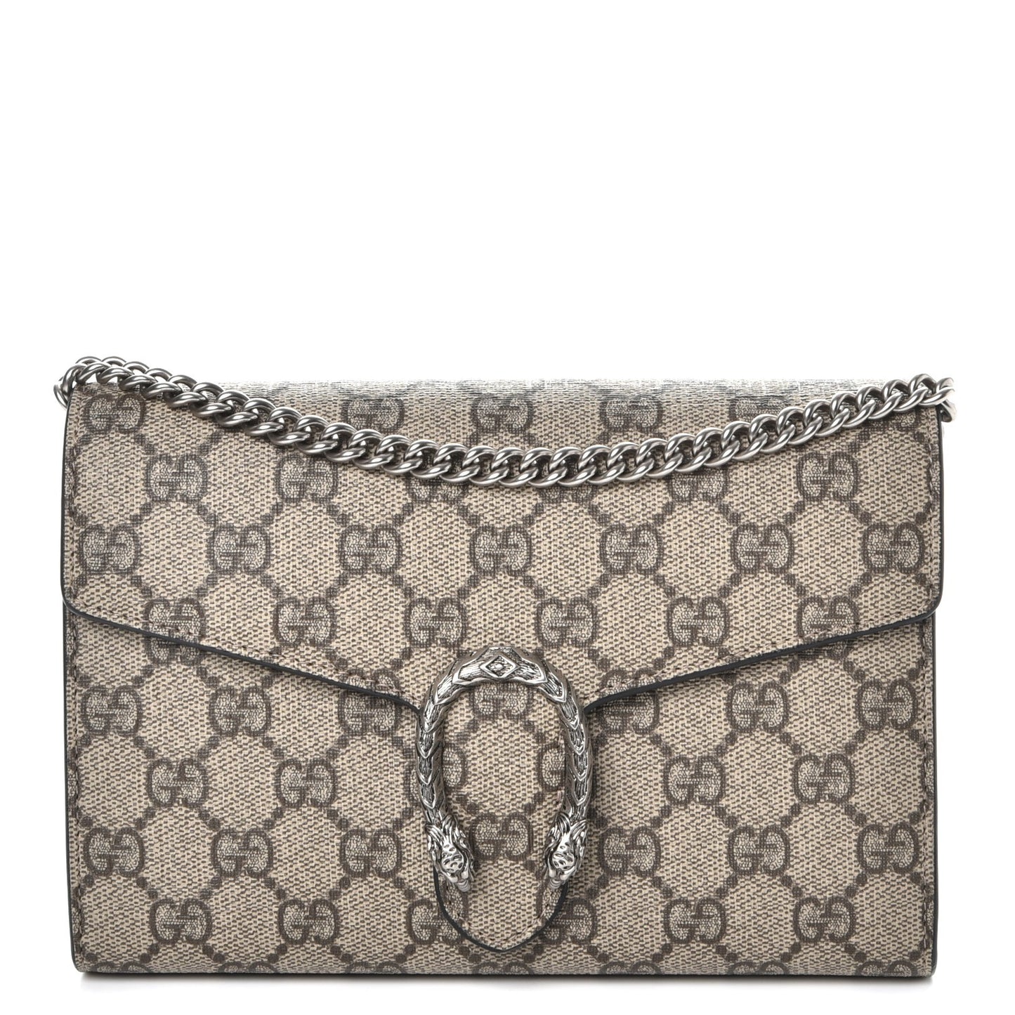 GG Supreme Monogram Mini Dionysus Chain Wallet Beige Black