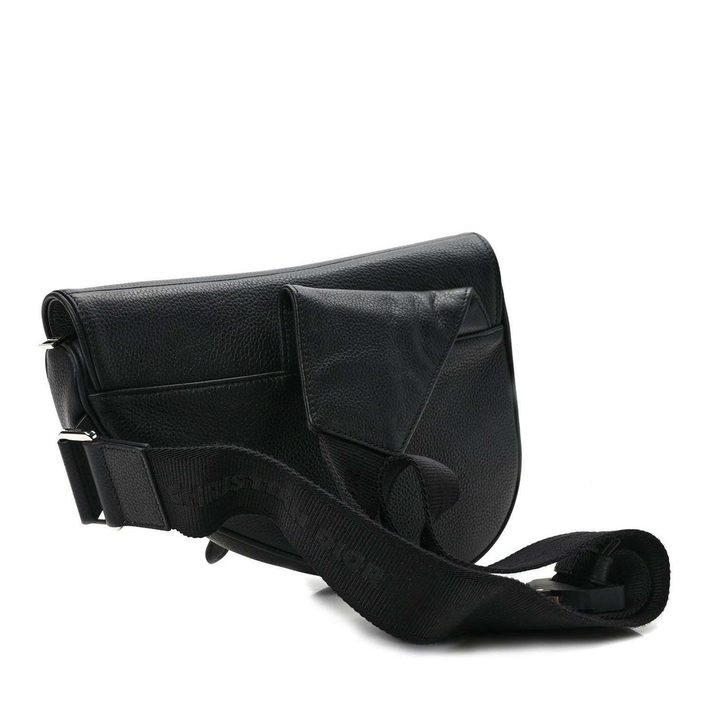 Grained Calfskin Mens Saddle Pouch Black