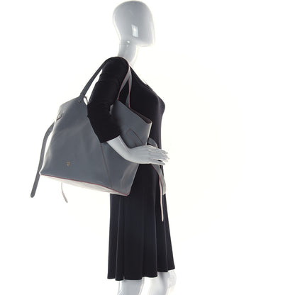 MCM Grained Calfskin Top Handle Tote Grey Pink 2 of 7