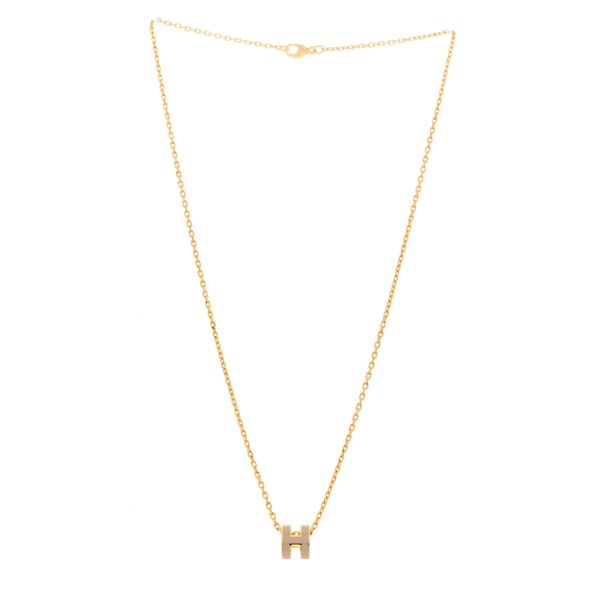 Lacquered Gold Mini Pop H Pendant Necklace Marron Glace
