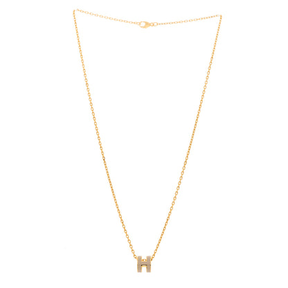 Hermes Lacquered Gold Mini Pop H Pendant Necklace Marron Glace 3 of 6