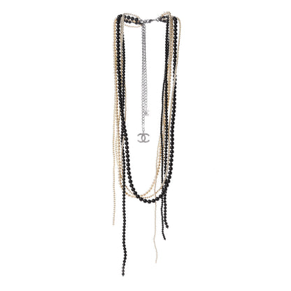 Chanel Pearl Beaded CC Multistrand Necklace Gold Black White 3 of 4