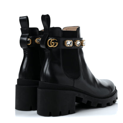 Gucci Calfskin Crystal GG Trip Chelsea Ankle Boots 38.5 Black 3 of 8