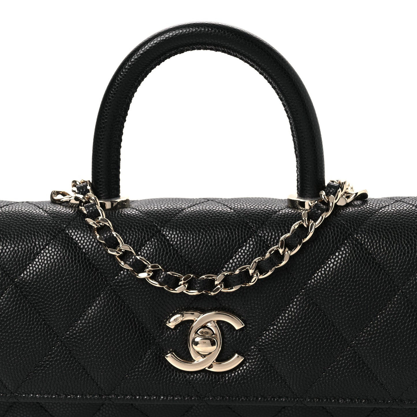 Caviar Quilted Maxi East West Coco Handle Flap Black