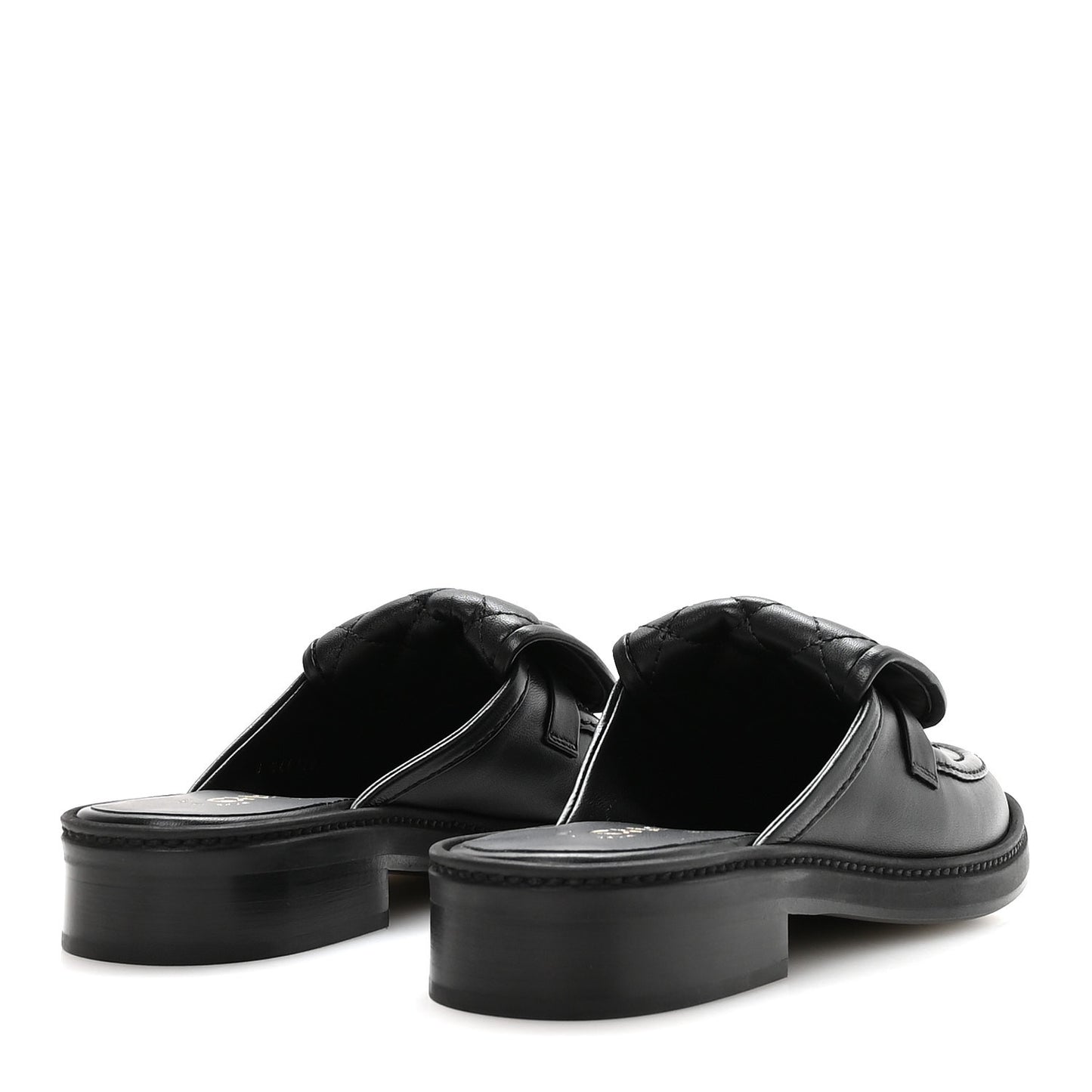 Lambskin Quilted CC Turnlock Mules 36 Black