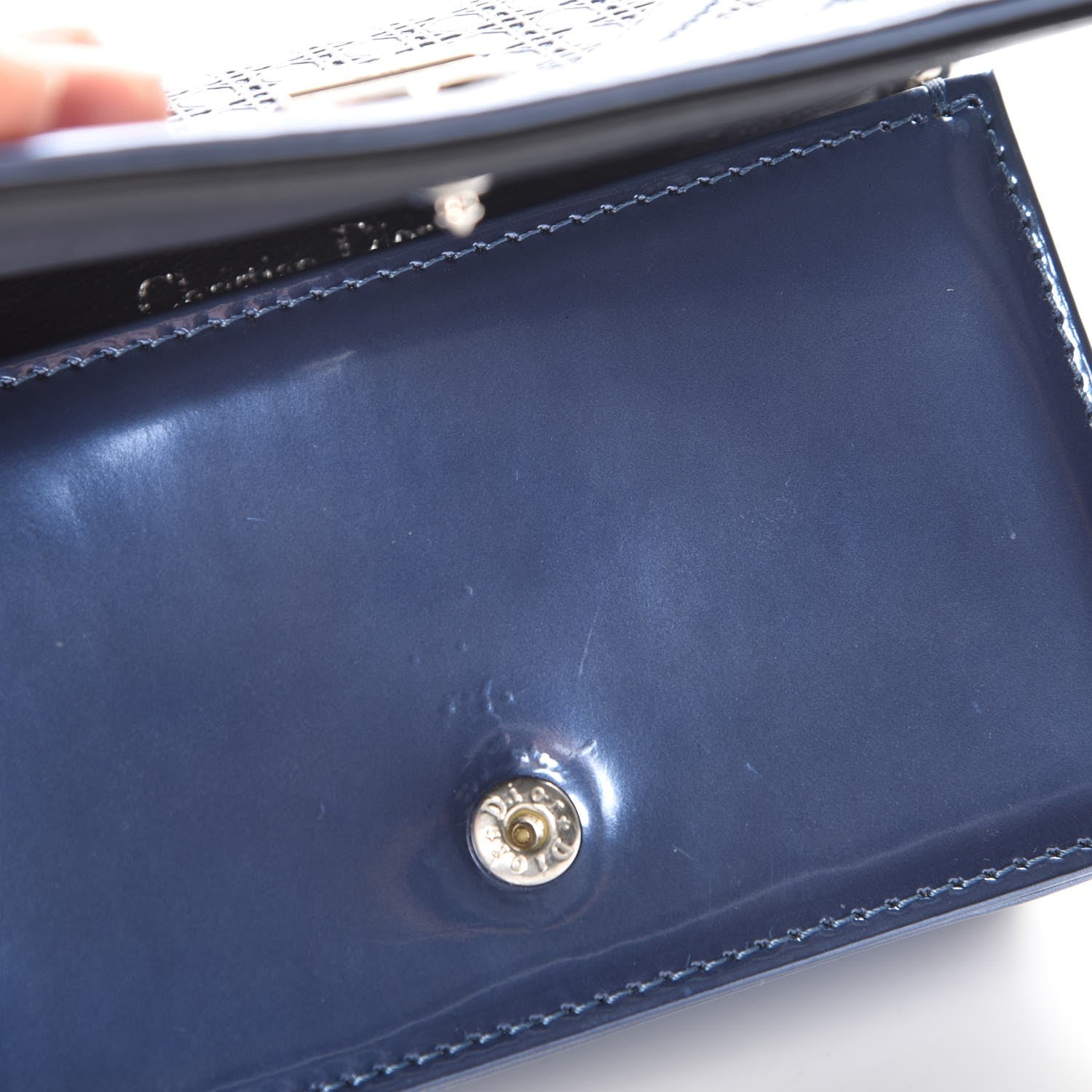 Christian Dior Metallic Patent Micro-Cannage Baby Diorama Flap Bag Blue 8 of 8