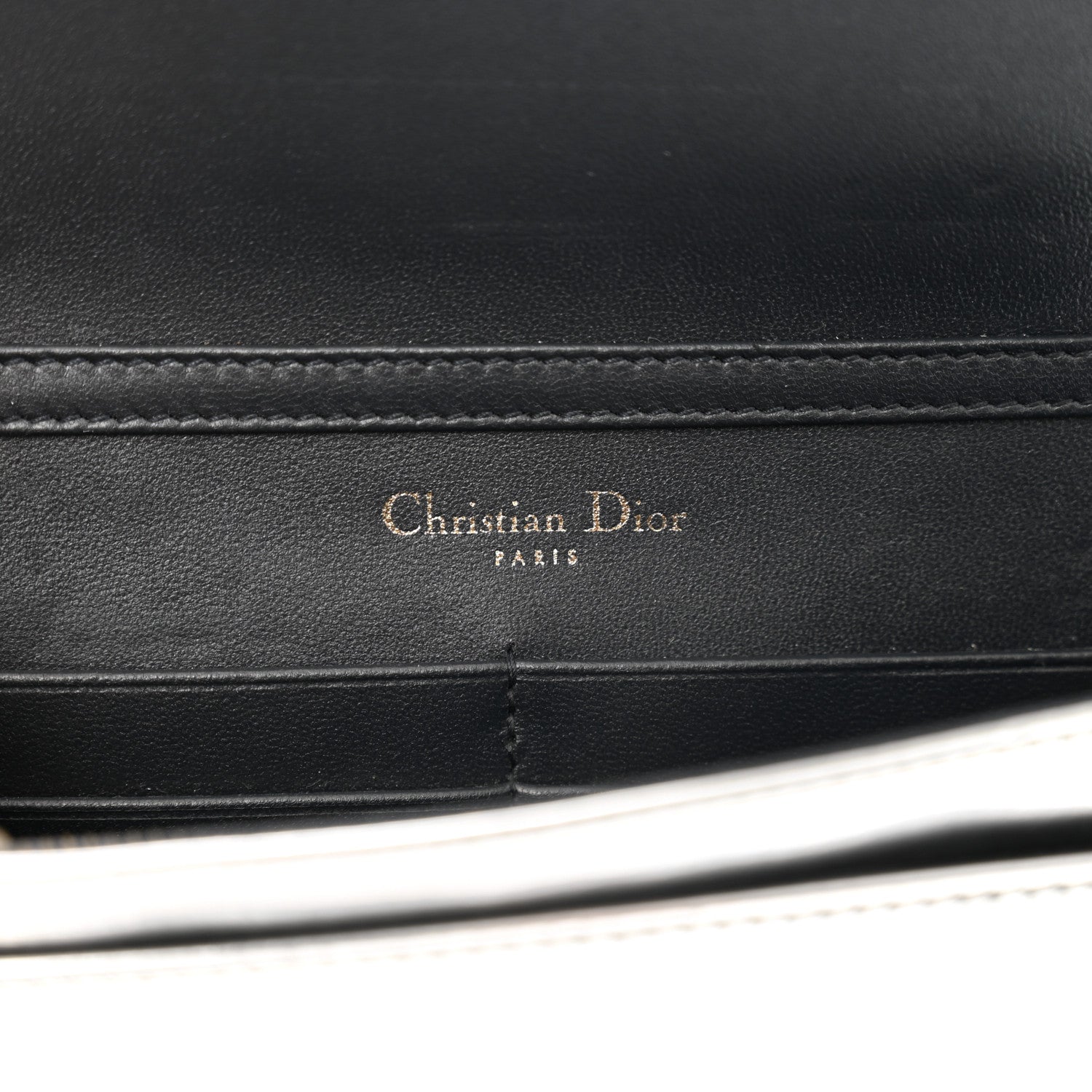 Christian Dior Metallic Patent Micro-Cannage Diorama Wallet on Chain Pouch Silver 5 of 8
