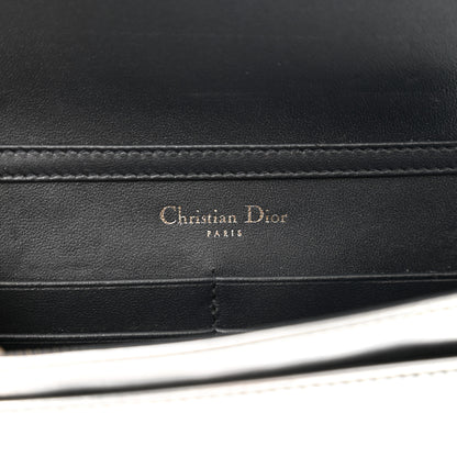 Christian Dior Metallic Patent Micro-Cannage Diorama Wallet on Chain Pouch Silver 5 of 8