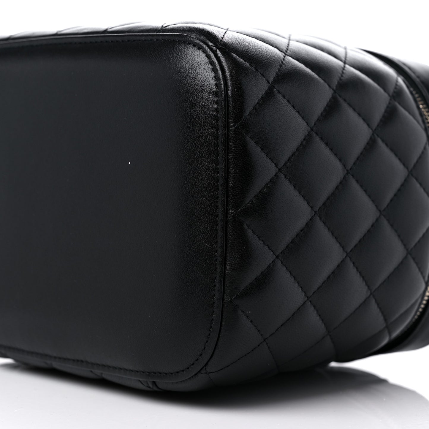 Lambskin Quilted Large Vanity Pouch Black