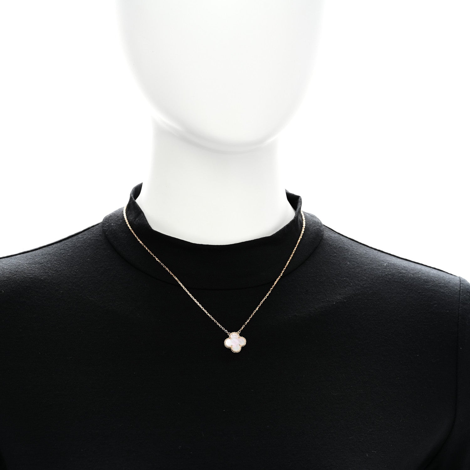 Van Cleef & Arpels 18K Yellow Gold Mother of Pearl Vintage Alhambra Pendant Necklace 2 of 6