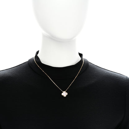 Van Cleef & Arpels 18K Yellow Gold Mother of Pearl Vintage Alhambra Pendant Necklace 2 of 6