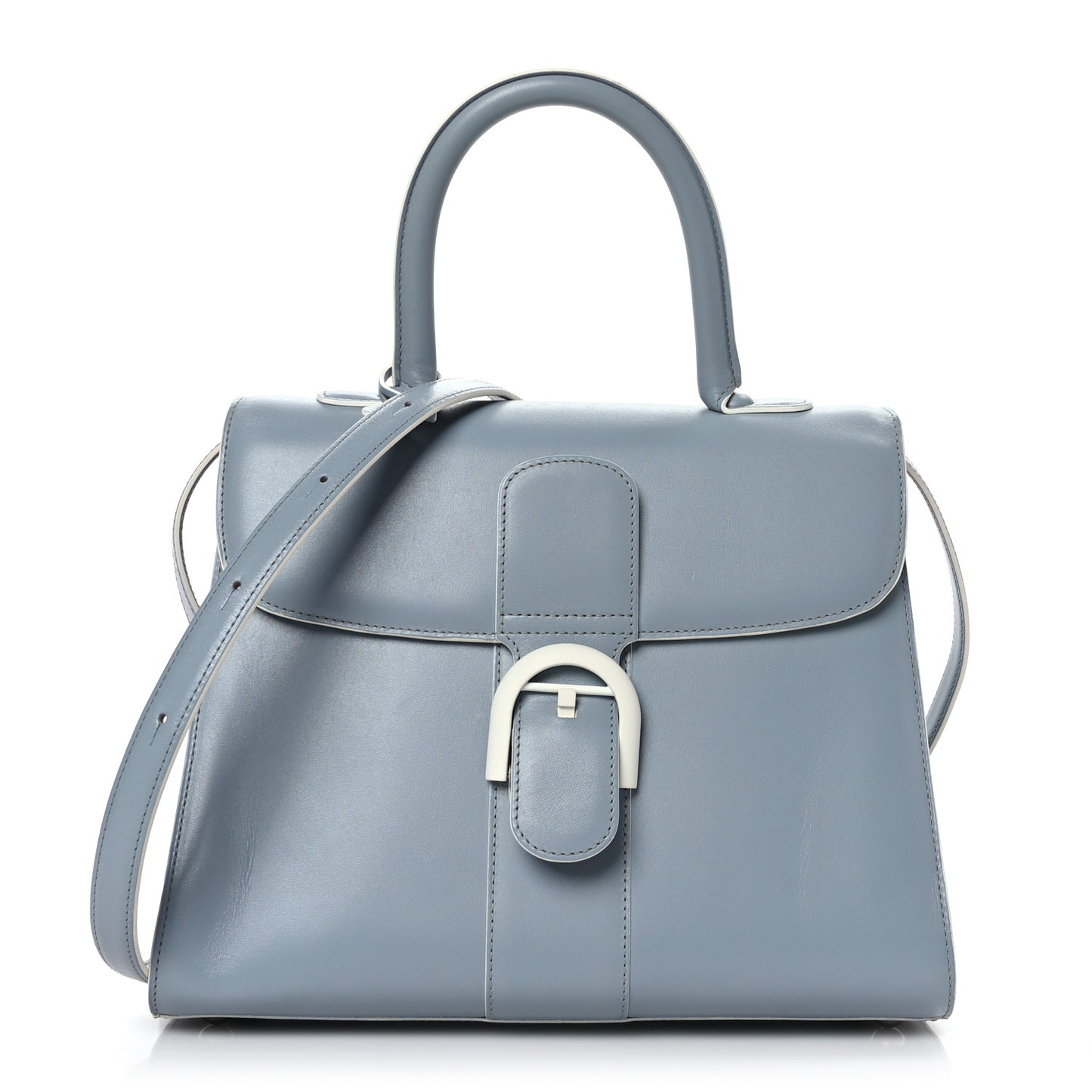 Calfskin MM Brillant Satchel Ice Blue