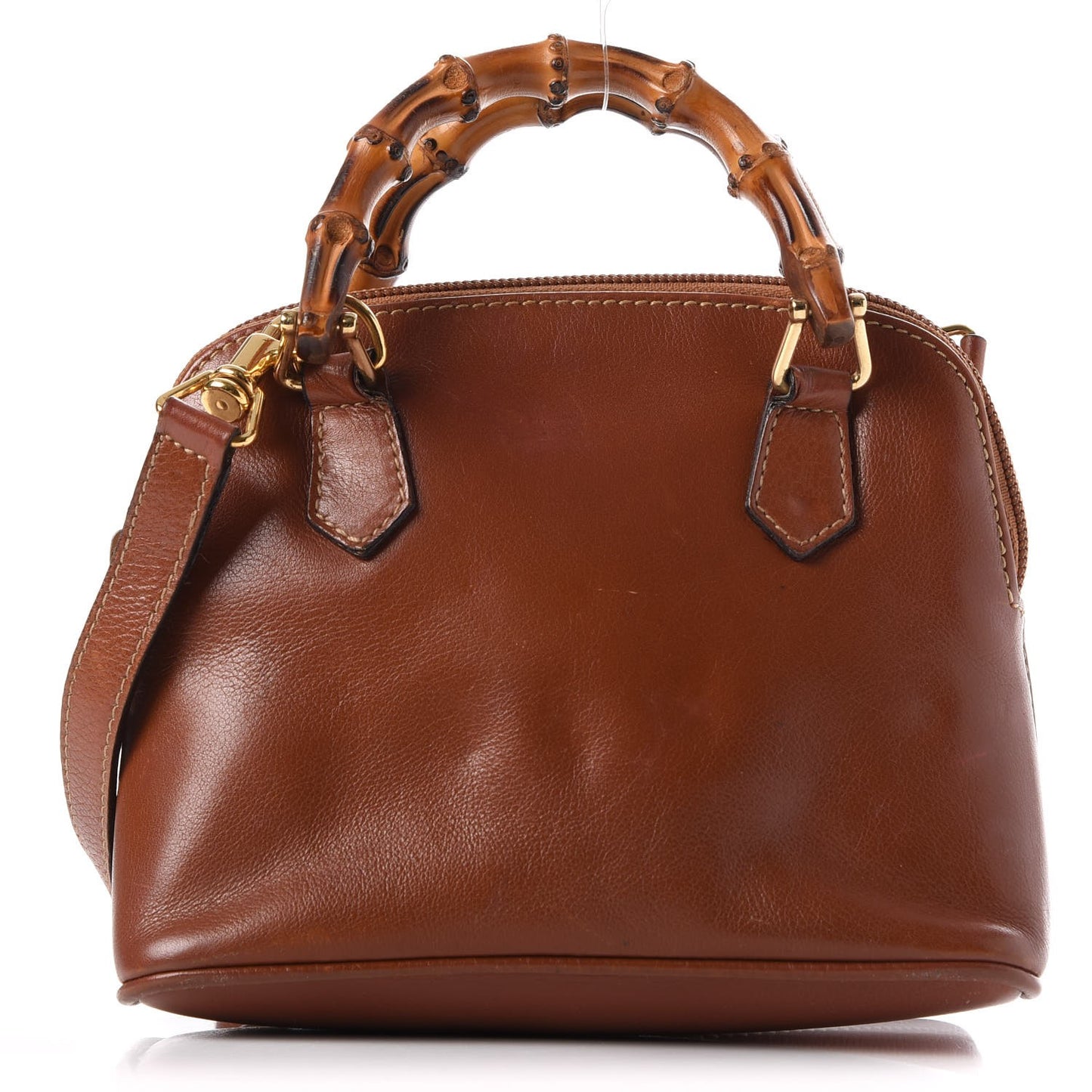 Calfskin Mini Bamboo Handle Bag Brown