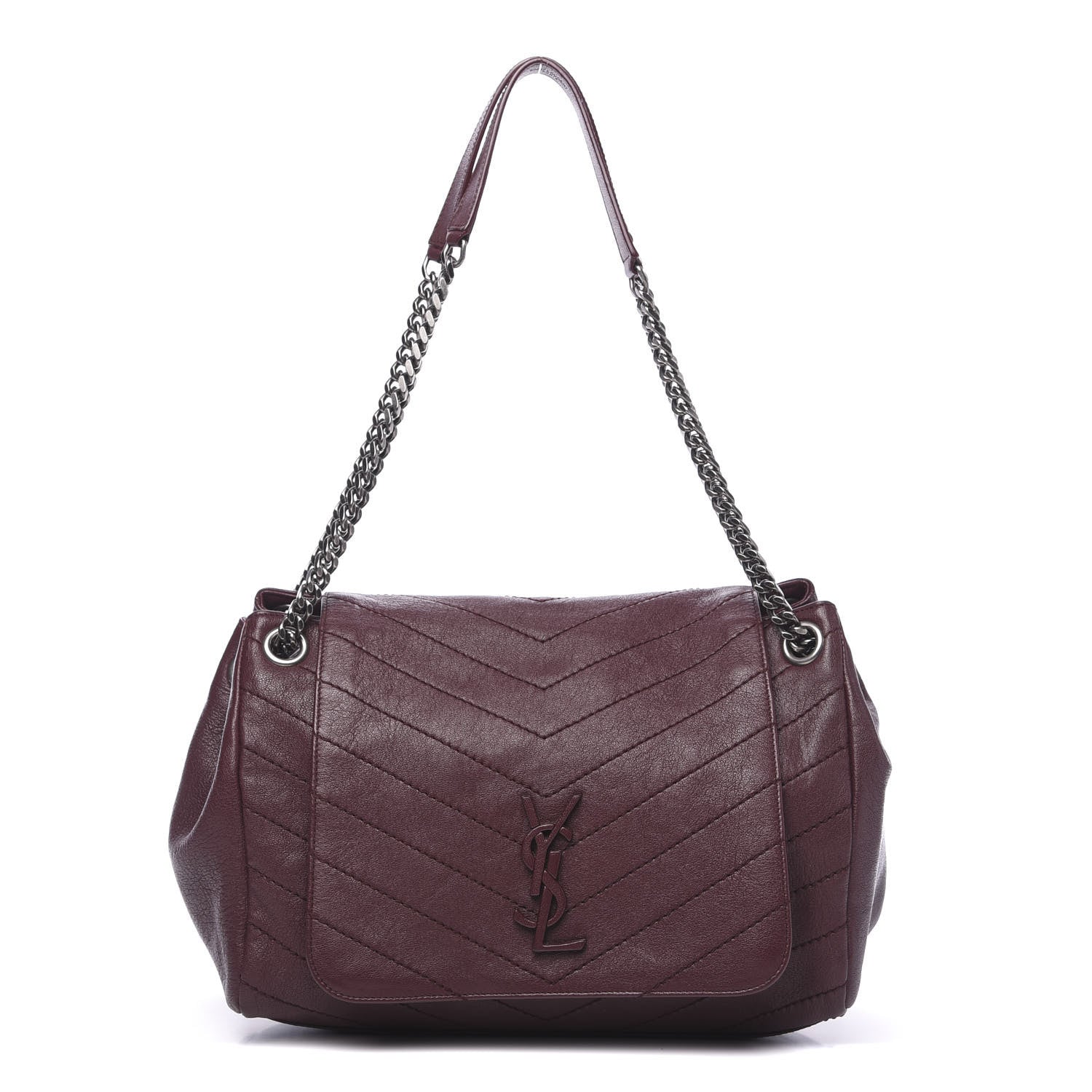 Saint Laurent Vintage Lambskin Chevron Monogram Medium Nolita Amaranto 1 of 12