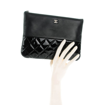 Chanel Lambskin Patent Quilted Medium Cosmetic Case Black 2 of 7