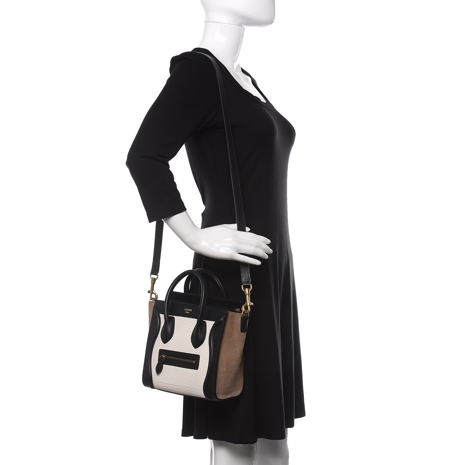Celine Bullhide Calfskin Suede Nano Tri-Color Luggage White 2 of 11