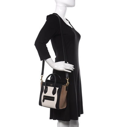 Celine Bullhide Calfskin Suede Nano Tri-Color Luggage White 2 of 11