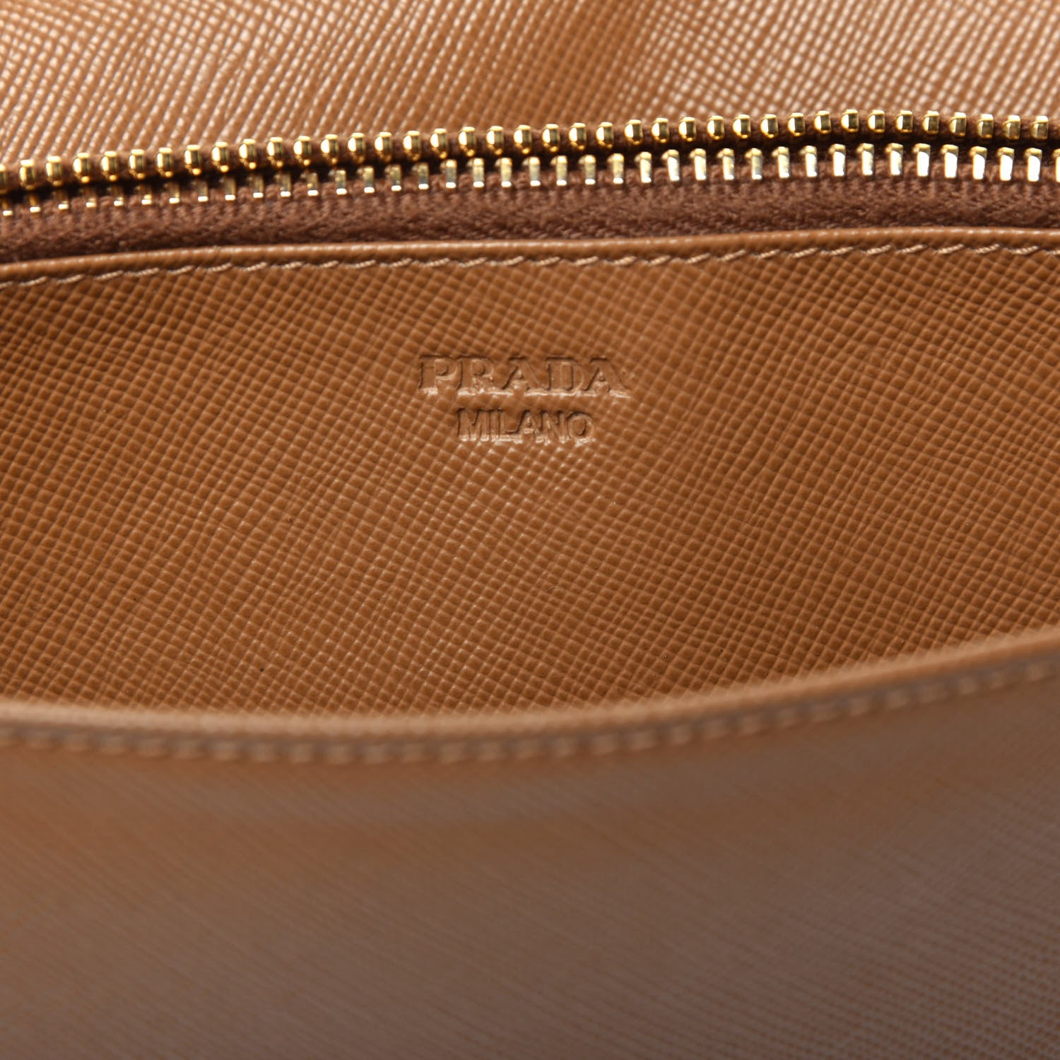 Prada Saffiano Metal Large Chain Wallet Caramel 6 of 10