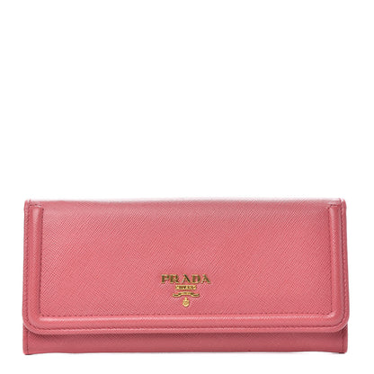 Prada Saffiano Metal Continental Flap Wallet Peonia 1 of 6