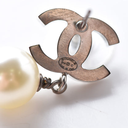 Chanel Crystal Pearl CC Drop Earrings Silver 5 of 6