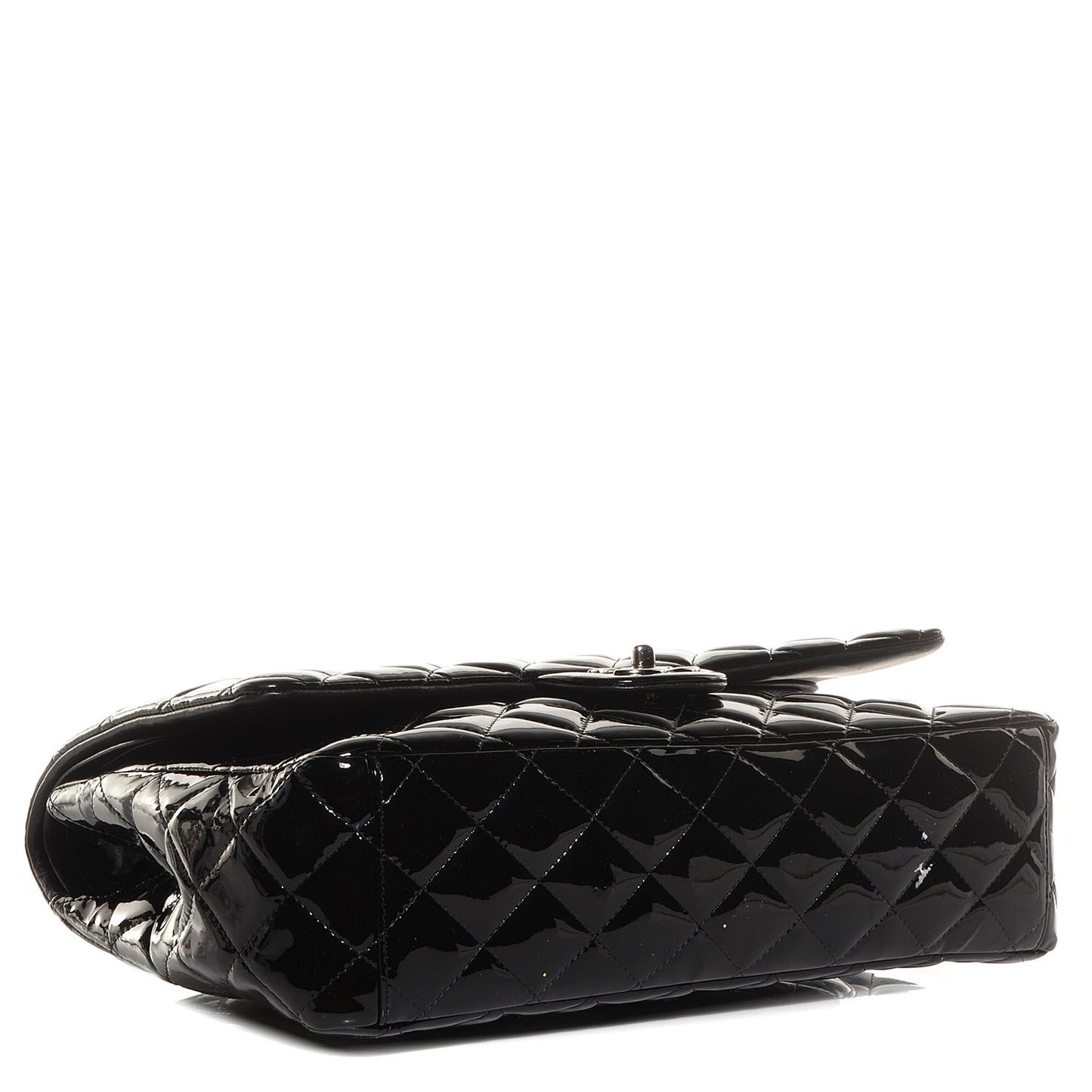 Patent Quilted Maxi Double Flap Black