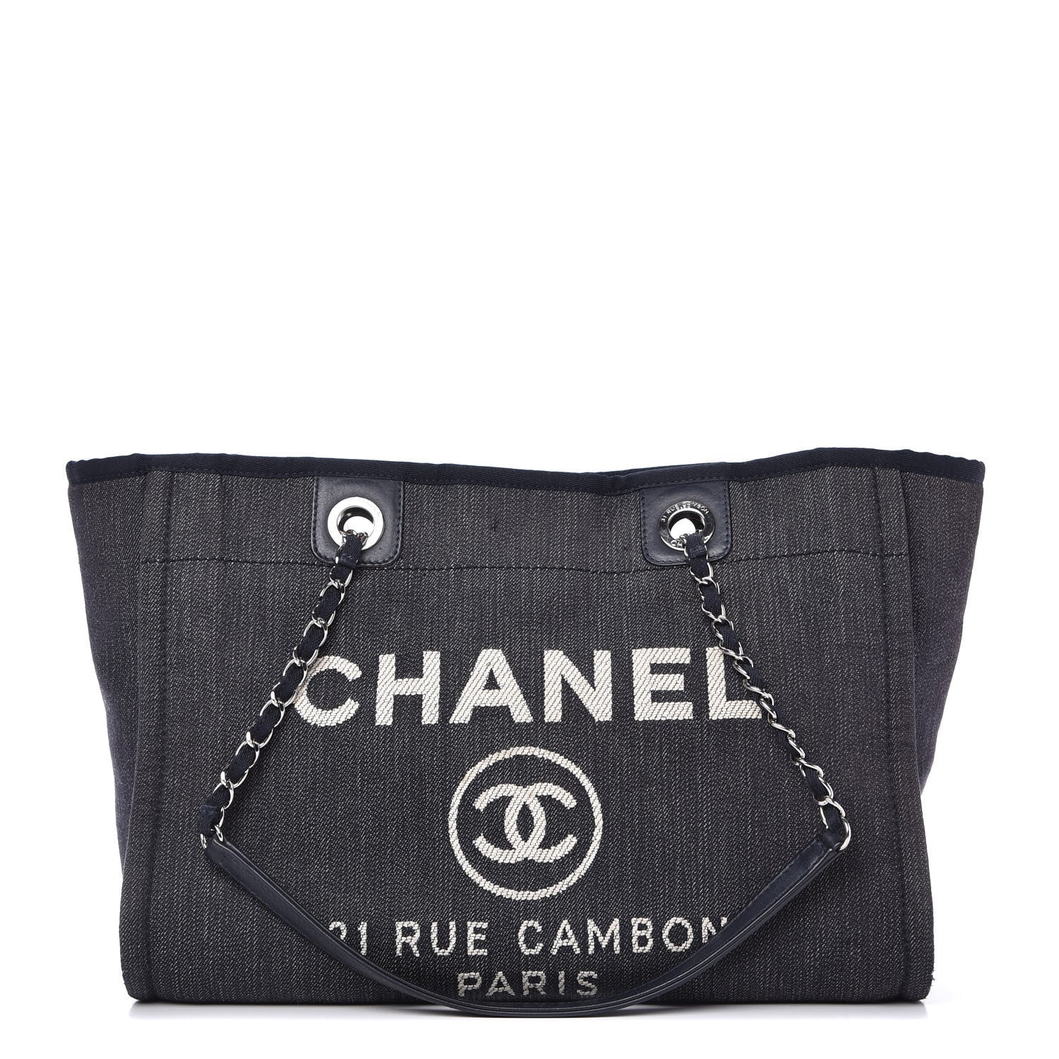 Chanel Denim Small Deauville Tote Dark Blue 1 of 10