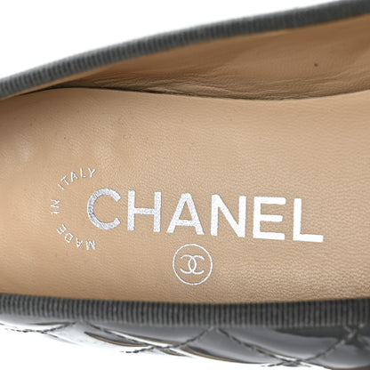 Chanel Patent Calfskin Quilted CC Cap Toe Ballerina Flats 37.5 Grey 7 of 9
