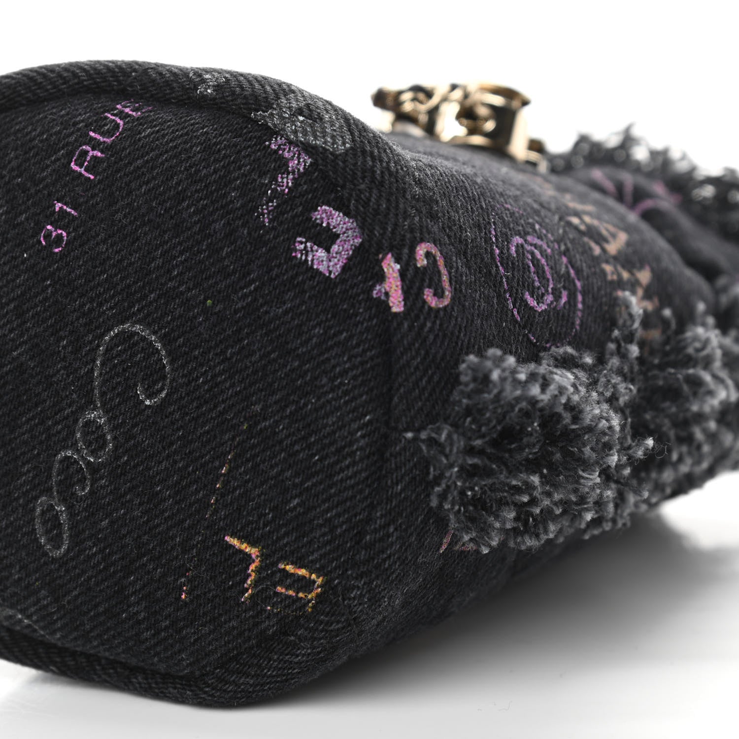 Chanel Denim Quilted Mood Mini Bucket With Chain Black Multicolor 8 of 10