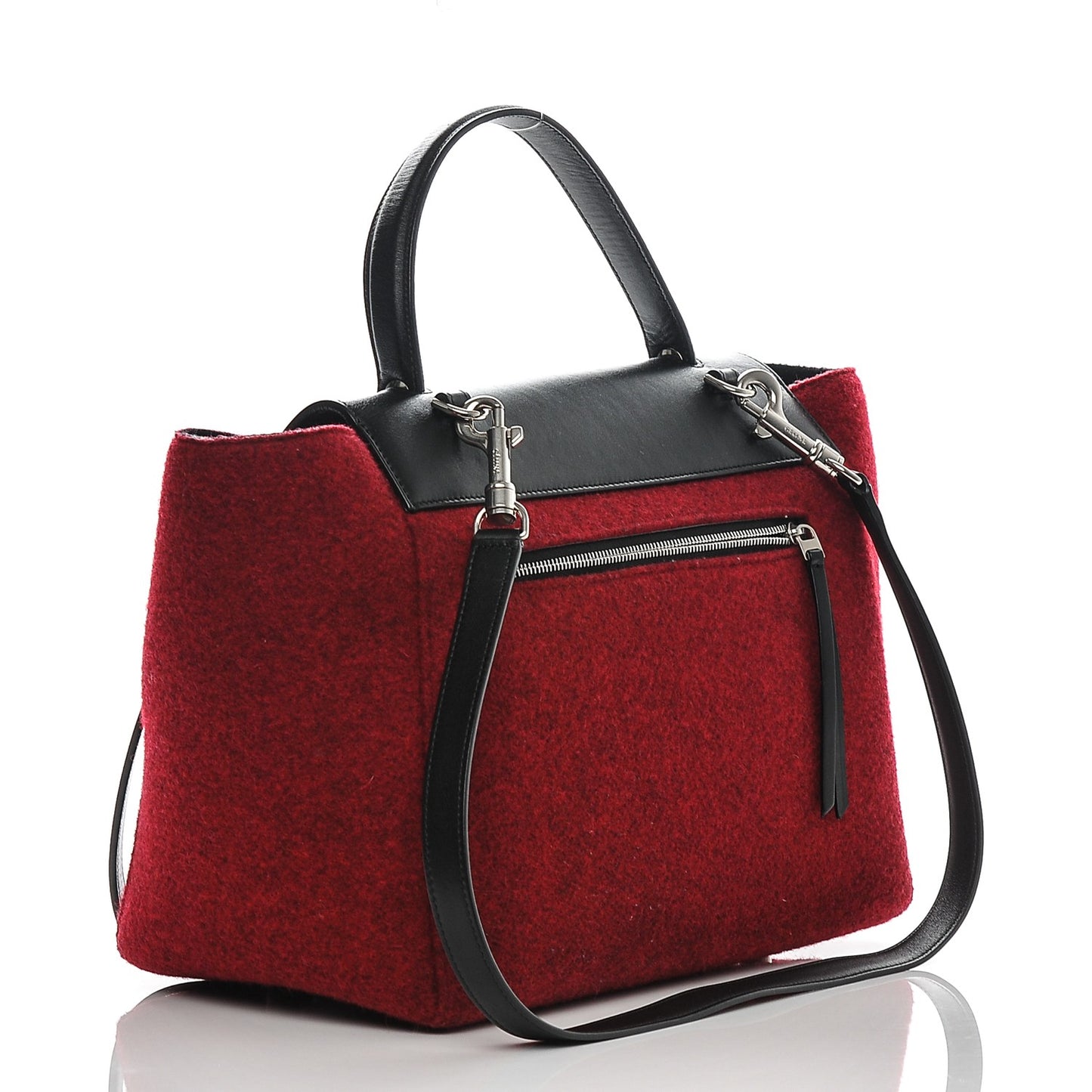 Felt Smooth Calfskin Mini Belt Bag Red