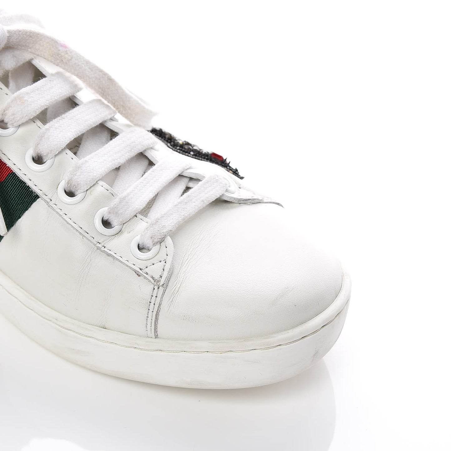 Calfskin Web Studded Arrow Ace Sneakers 36.5 White