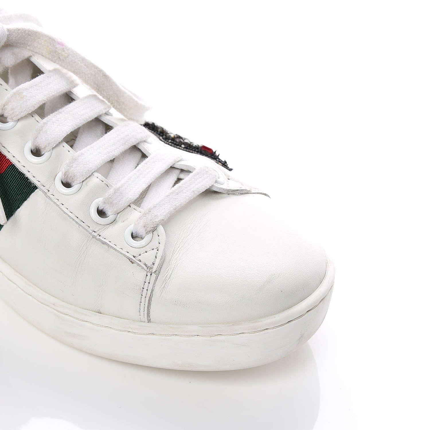 Gucci Calfskin Web Studded Arrow Ace Sneakers 36.5 White 12 of 15