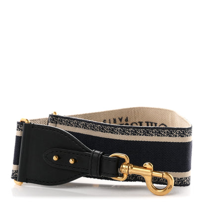 Christian Dior Canvas Embroidered Shoulder Strap Blue 1 of 5