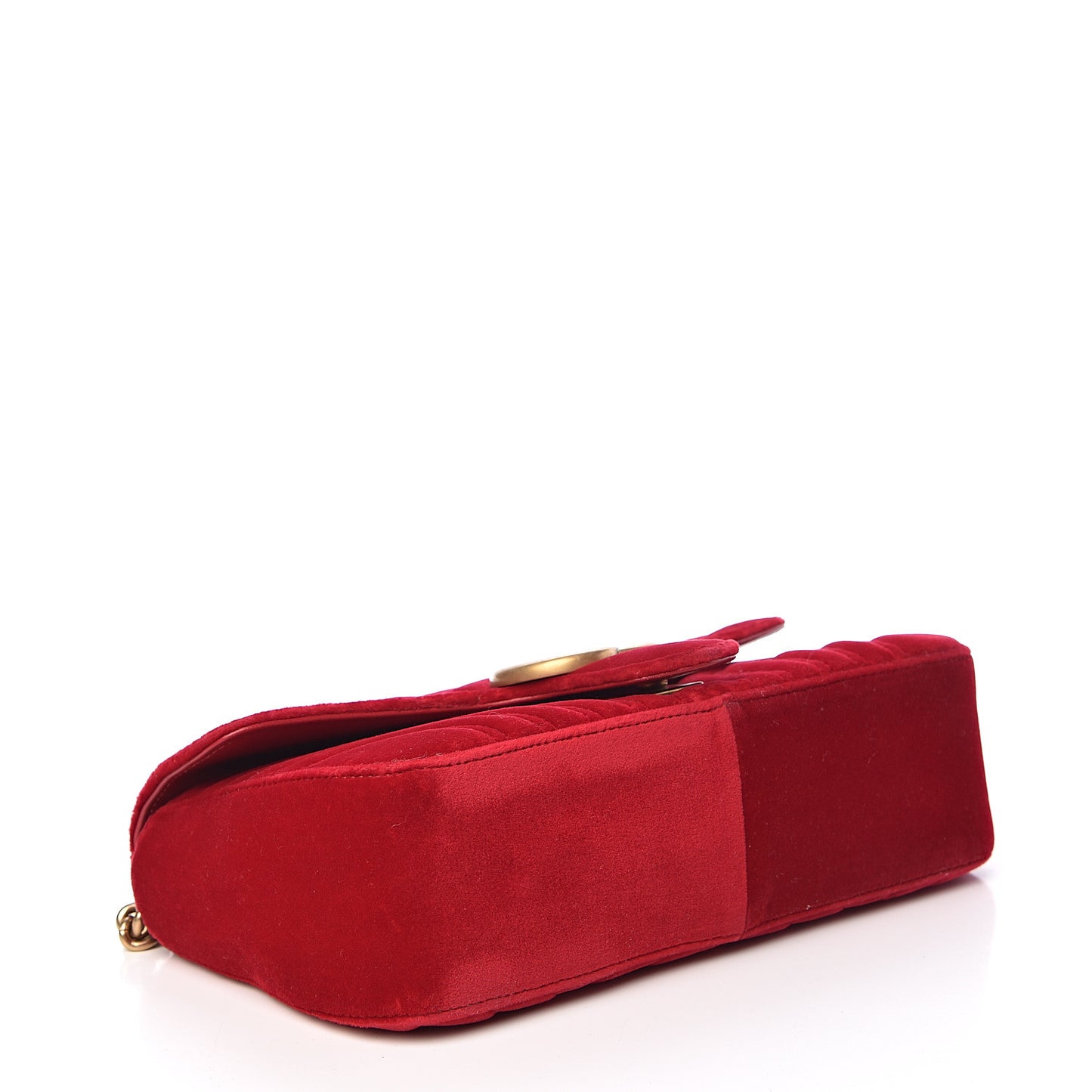 Velvet Matelasse Small GG Marmont Shoulder Bag Hibiscus Red