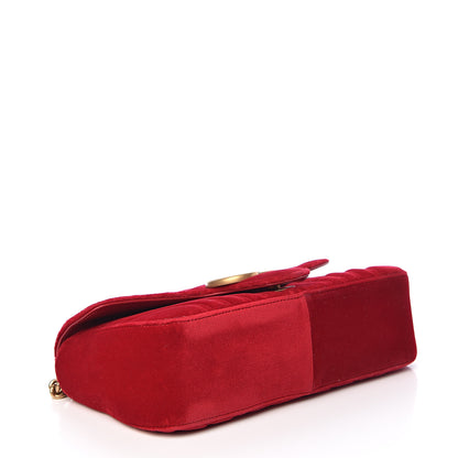 Gucci Velvet Matelasse Small GG Marmont Shoulder Bag Hibiscus Red 4 of 10