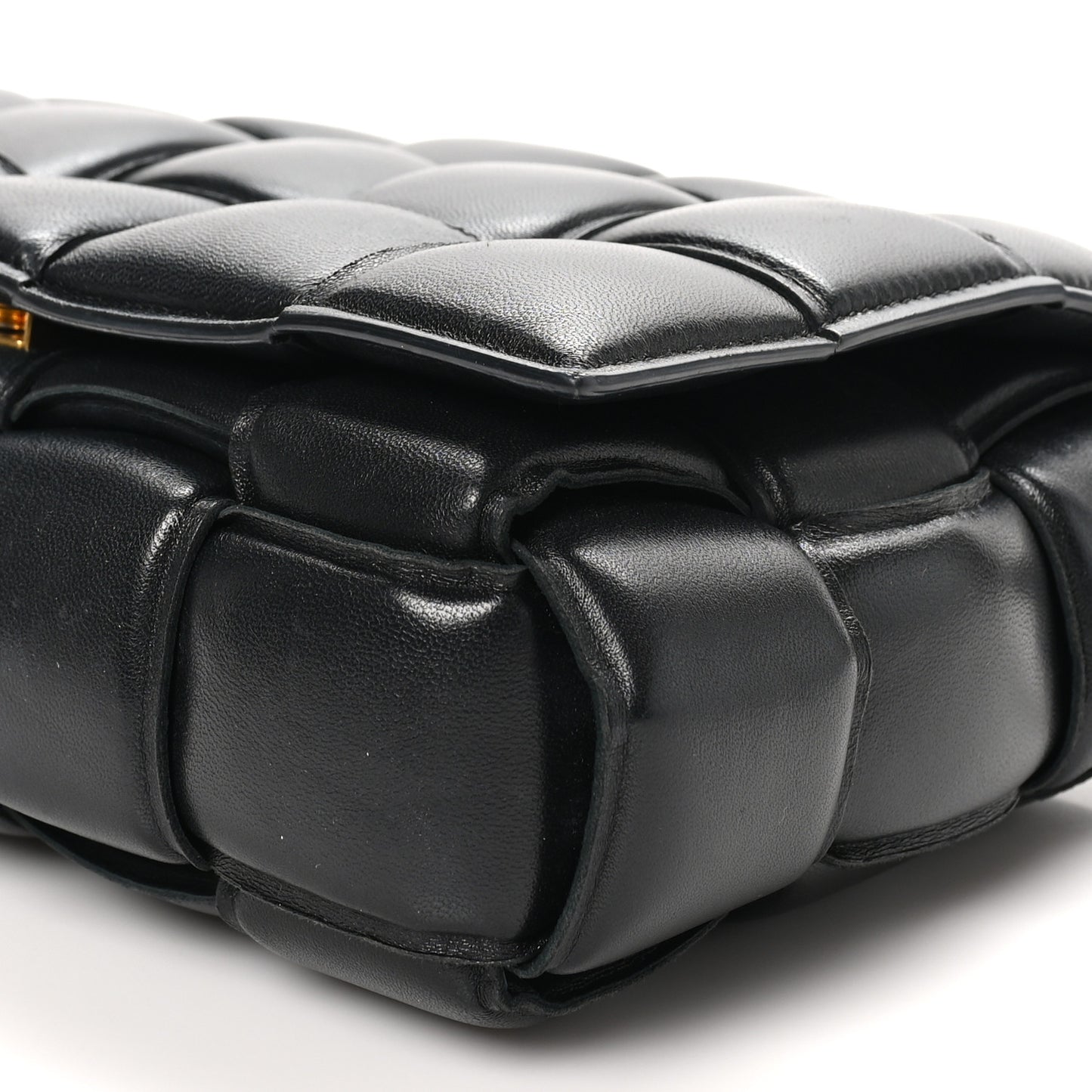 Nappa Maxi Intreccio Padded Cassette Crossbody Bag Black